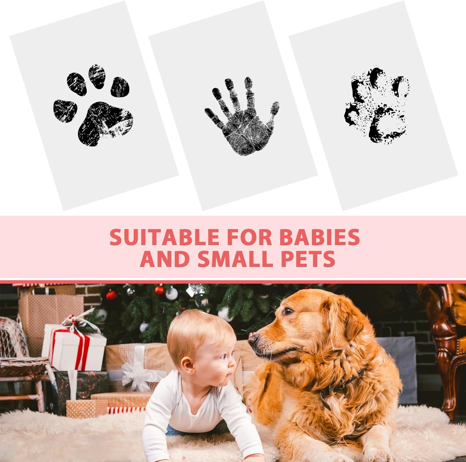 Tintenloses Hand- und Fußabdruck-Set, saubere Berührung, Baby- und Hundepfotenabdruck-Set, ungiftiges Stempelkissen für Baby-Fußabdrücke, Handabdrücke, Haustierpfotenabdrücke, einfach zu bedienen, 2