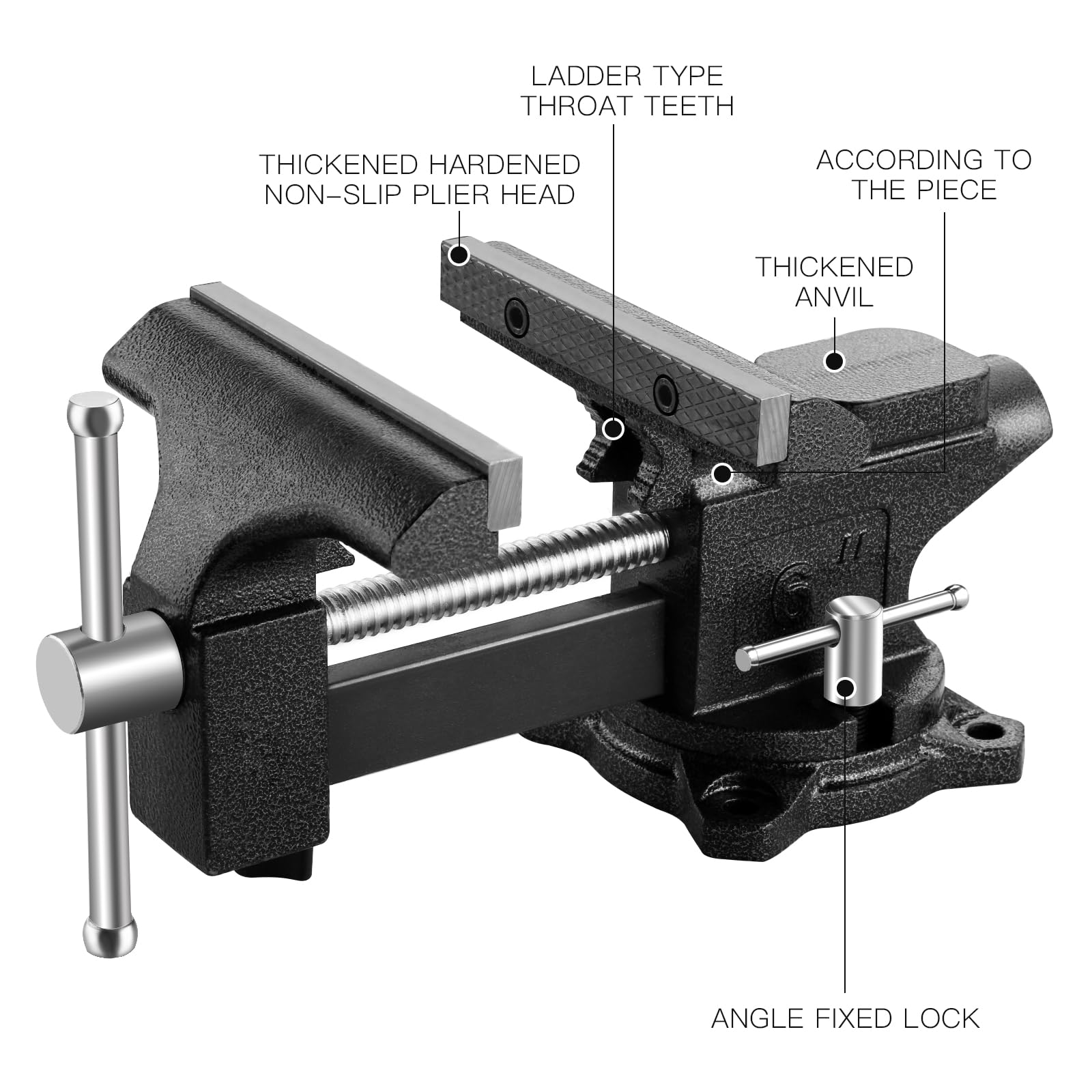 TEENO Etau D'établi Rotatif à 270°,Largeur de Mâchoire 150mm Étaux d'Établi Acier moulé, force de serrage de 1000 kg