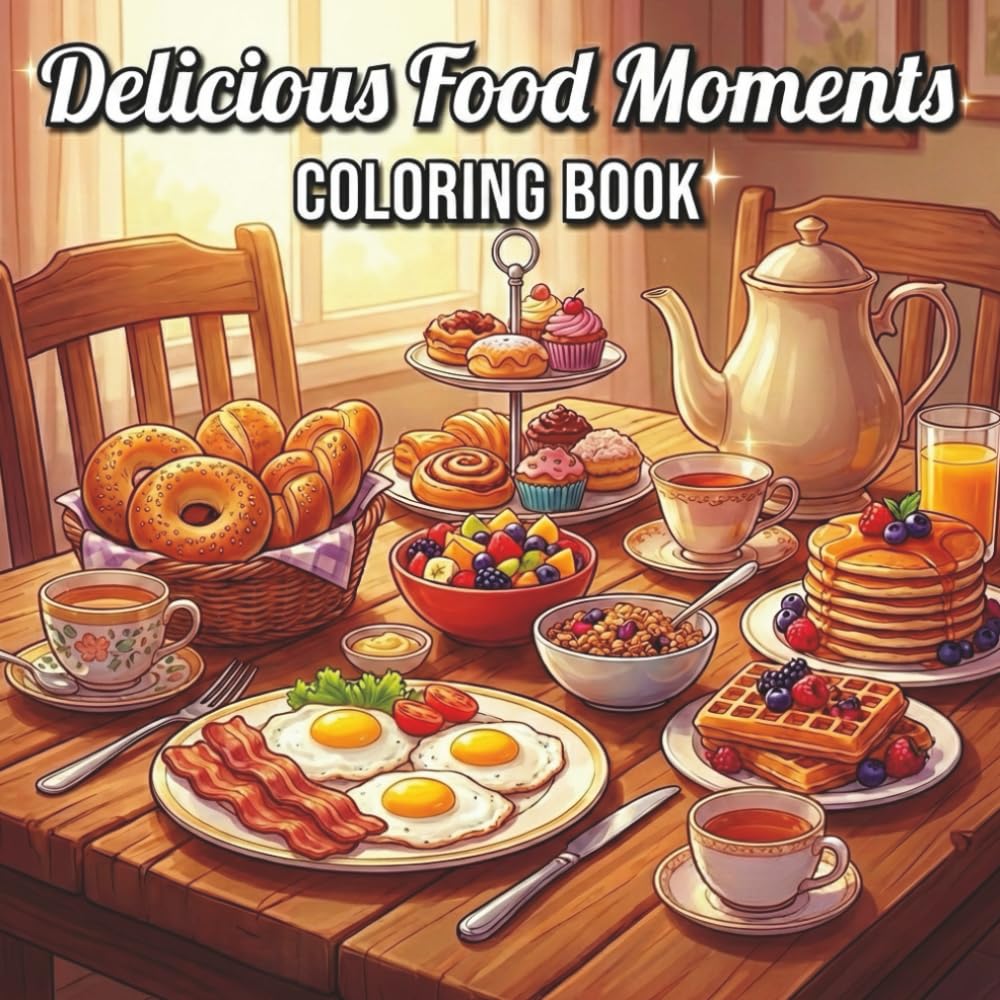 Delicious Food Moments: A Detailed Food Coloring Book for Adults to Relax, Unwind, and Enjoy Creative Time
