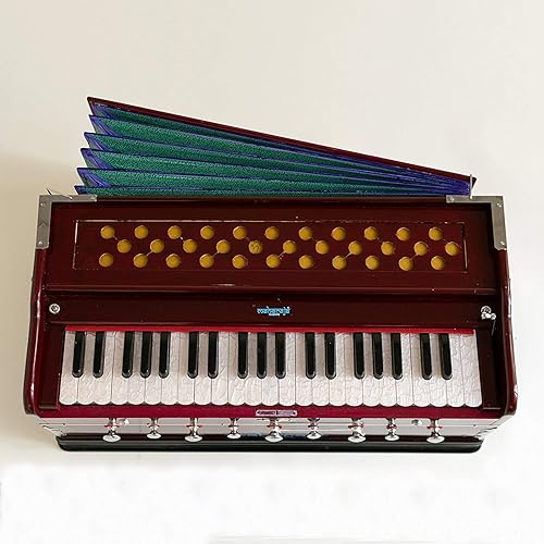 Instrumento musical de armonio, musicales maharaja, 9 paradas, 3 12 octava, doble junco, acoplador, caoba oscura, estándar, bolsa acolchada, A440