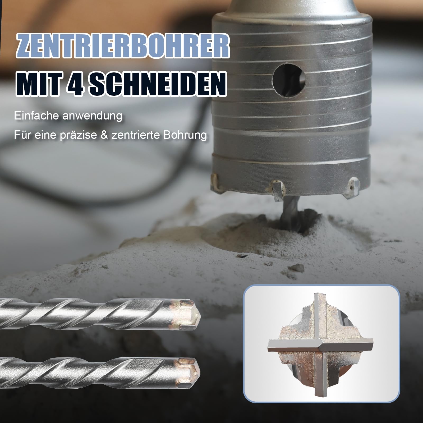 Holle boorkroon, kern boor kroon set SDS Plus 130 mm diameter compleet voor SDS Plus 350 mm hamerboor
