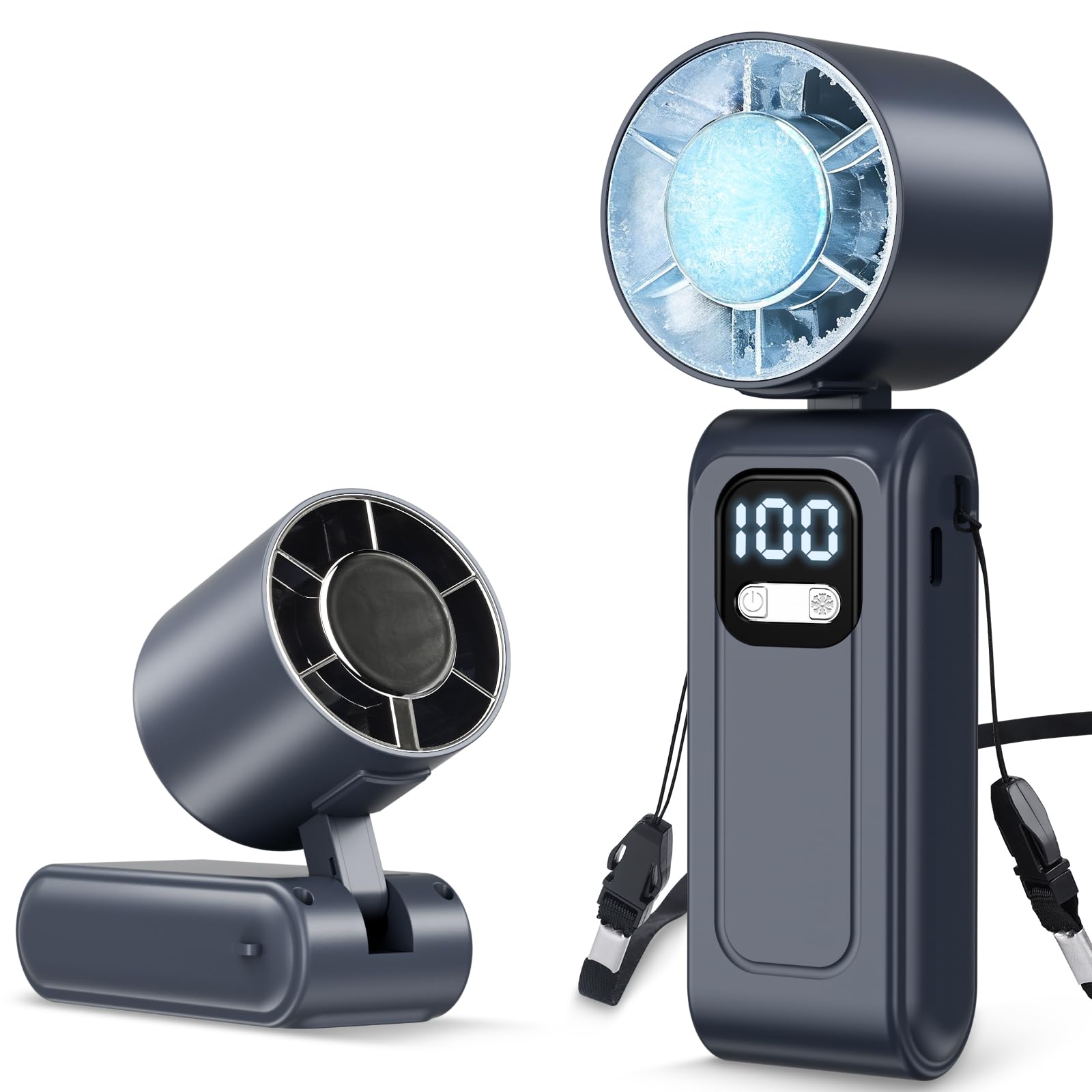 Wudyfei Portable Handheld Fan with Ice Cooler, High-Speed Turbo Hand Fan