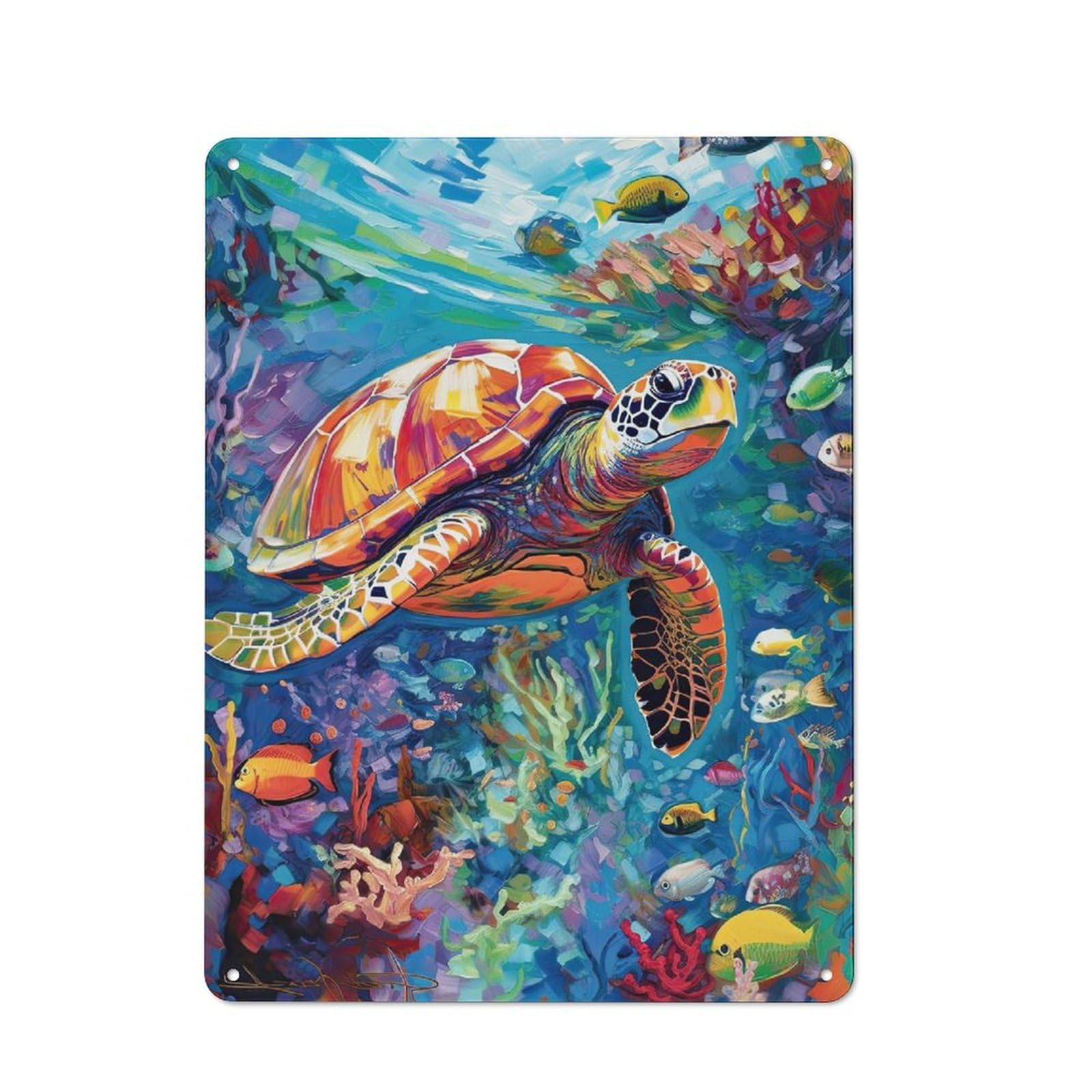 Junmoney Vibrant Turtle Rustic Tin Sign 40X30cm For Lounge Or Reading Corner, For Vintage Wall Decor Fans, For Garage And Workshop Walls