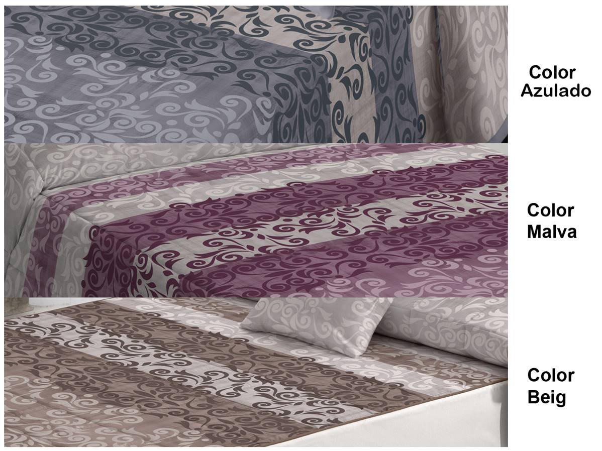 Lanovenanube Edredón conforter Catalina Cama 105 cm Malva algodón poliéster | 50% algodón y 50% poliéster. Franjas de color y filigranas. Cintas con botones de ajuste. No incluye cojín.
