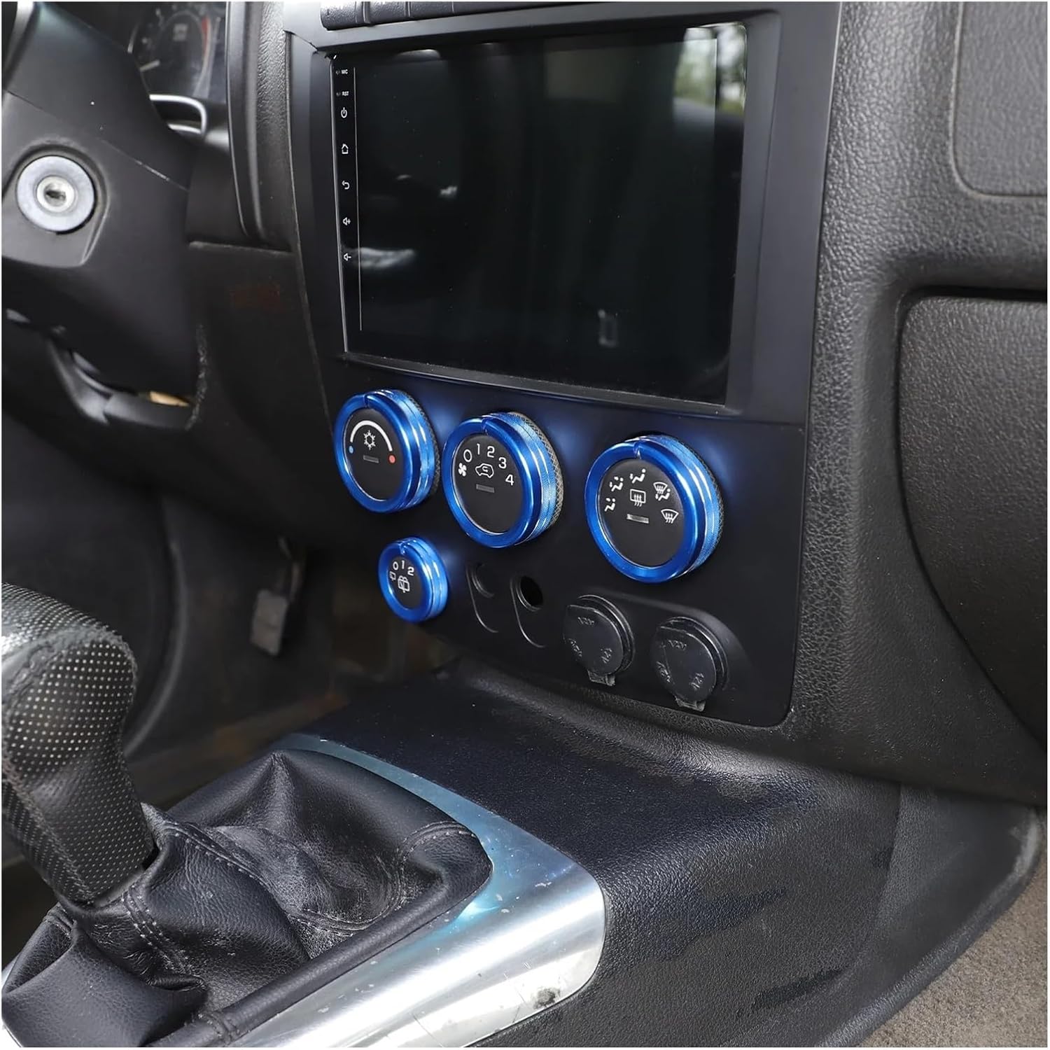 Compatible with 2005-2009 Hummer H3 Central Control Knob Ring Central Air Conditioner Volume Adjustment Aluminum Alloy Silver(Black)