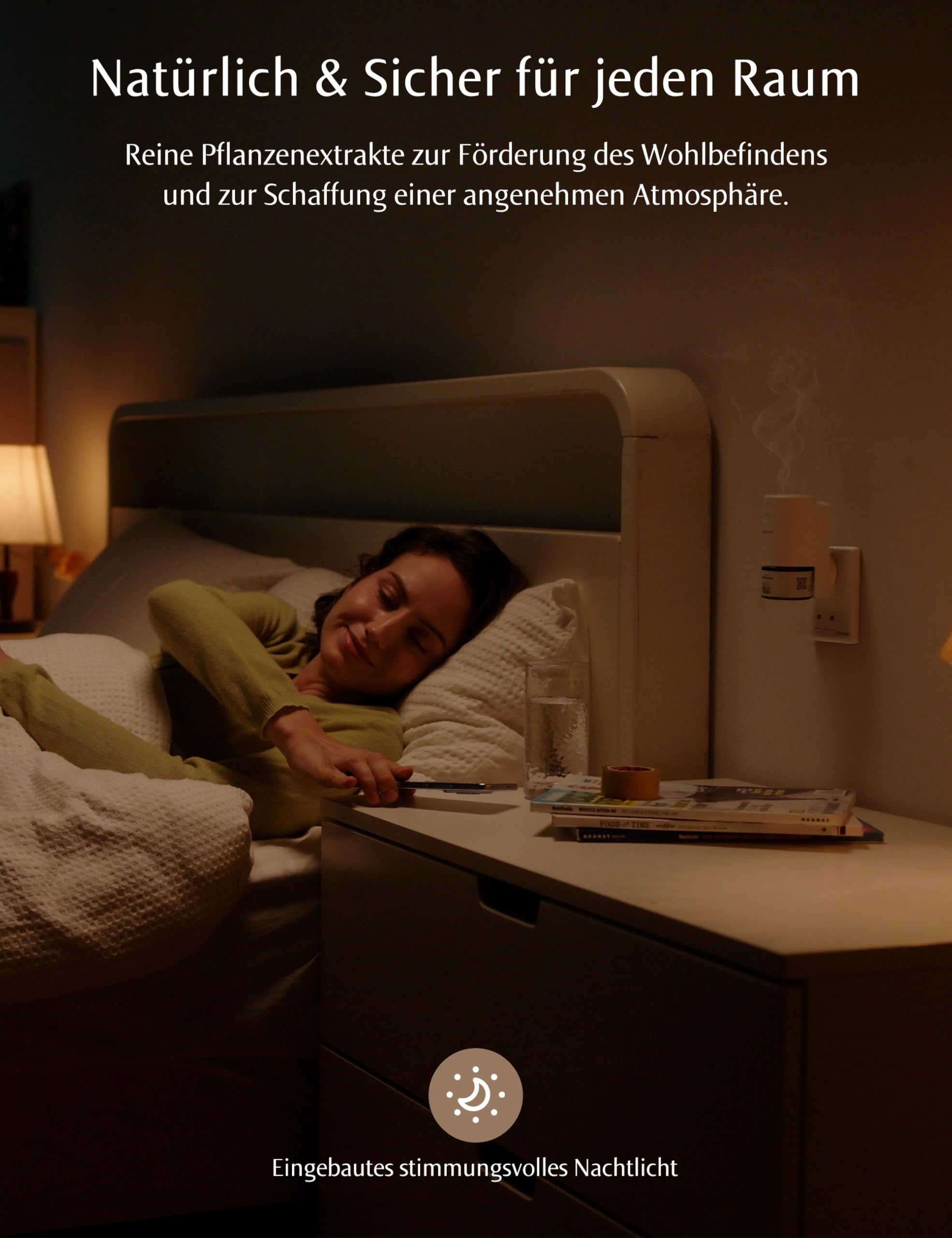 Aroma Diffuser für Ätherische Öle Wi-Fi SF101S Pro, Wasserloser Ultraschall Duftstecker Raumduft, 100% pflanzlich Lufterfrischer, 120 Tage Aroma für Zuhause bis zu 100 m²- Amberholz-Gewürz