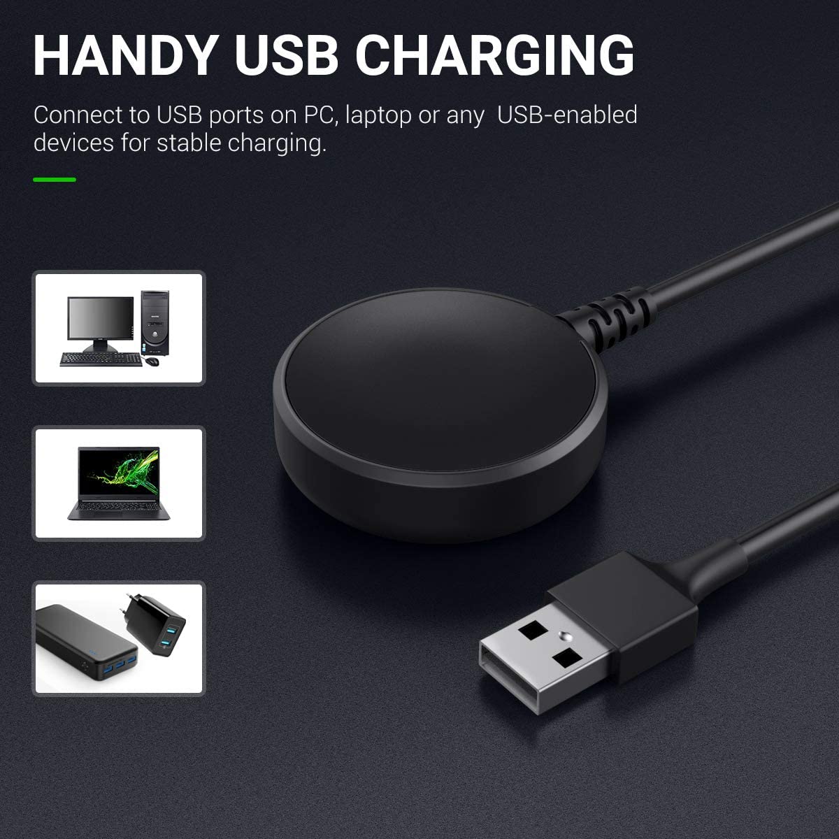 MoKo Charger Dock Compatible with Samsung Galaxy Watch 3 45mm/41mm/Galaxy Watch Active 2 44mm 40mm/Galaxy Watch Active 1 40mm, Replacement Charging Dock Stand Adapter Charger Cable - Black, Black — Amazon image 5