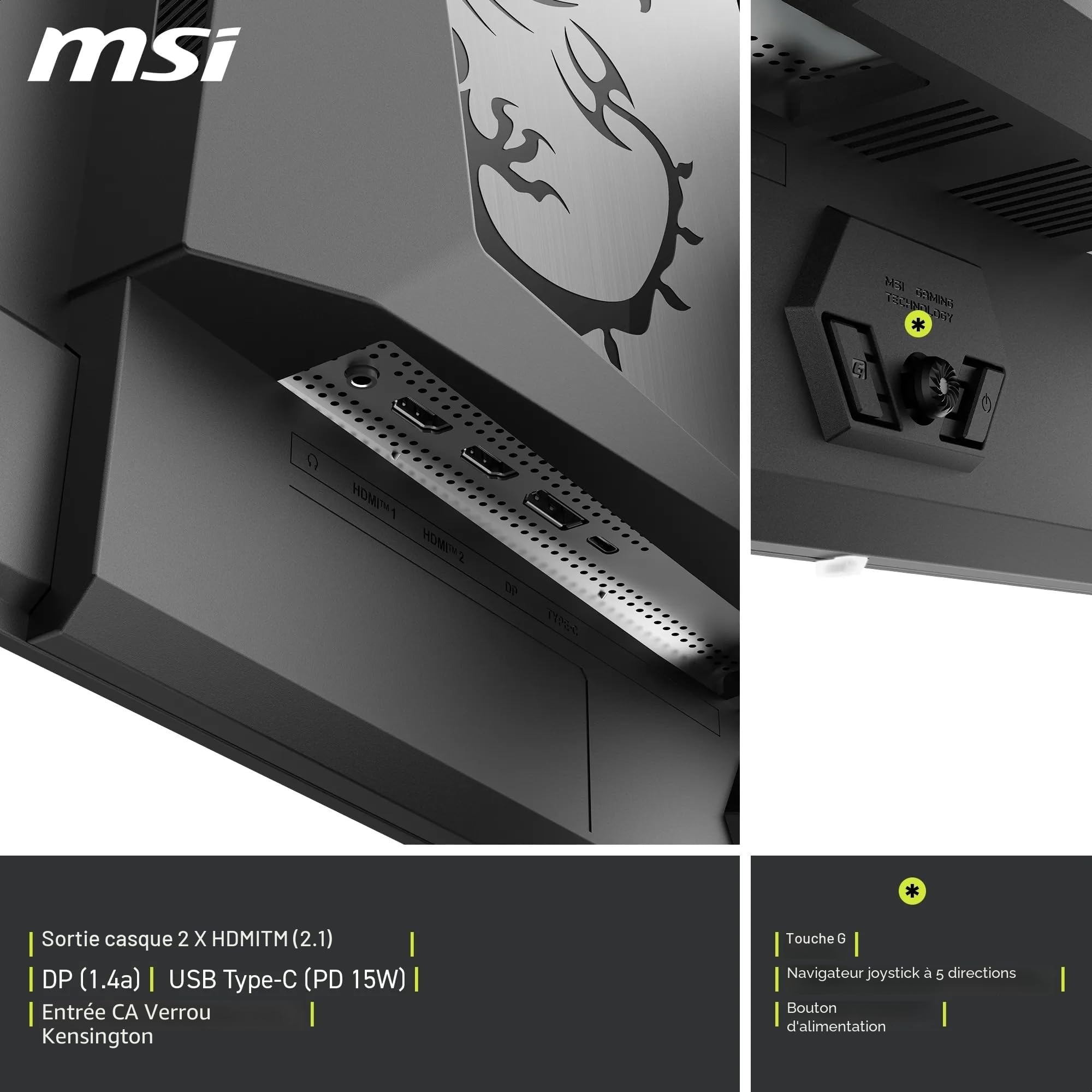 MSI MAG 272QP QD-OLED X50 Moniteur Gaming WQHD 27" OLED Dalle Quantum Dot 2560x1440, 500Hz, 0.03ms, DisplayHDR True Black 500, AMD FreeSync Premium Pro, HDMI 2.1, DP 1.4a, Noir