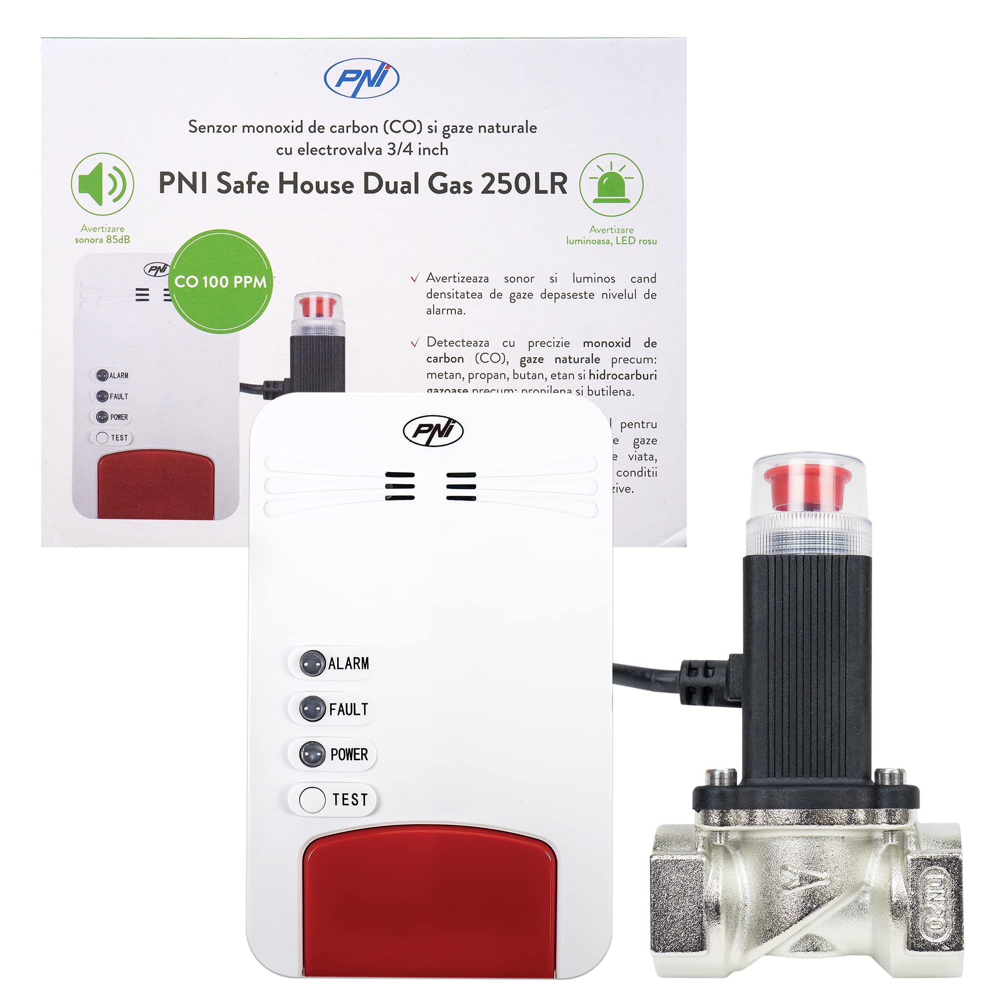 PNI Safe House Dual 250LR - Kit con 2 sensori e valvola magnetica da 3/4"