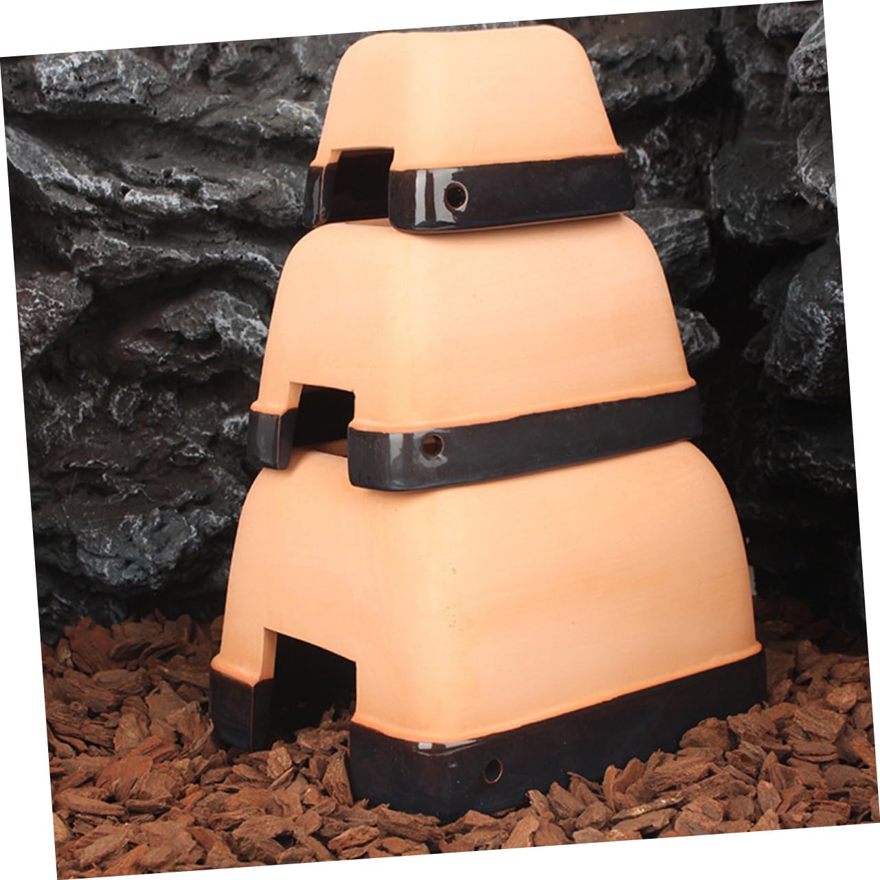 COLLBATH Caverna Ceramica Per Rettili Nascondiglio Simulato Per Tartarughe e Lucertole Design Unico Per Terrari e Decorazioni Per Ufficio Struttura Stabile e Pratica Media Rx