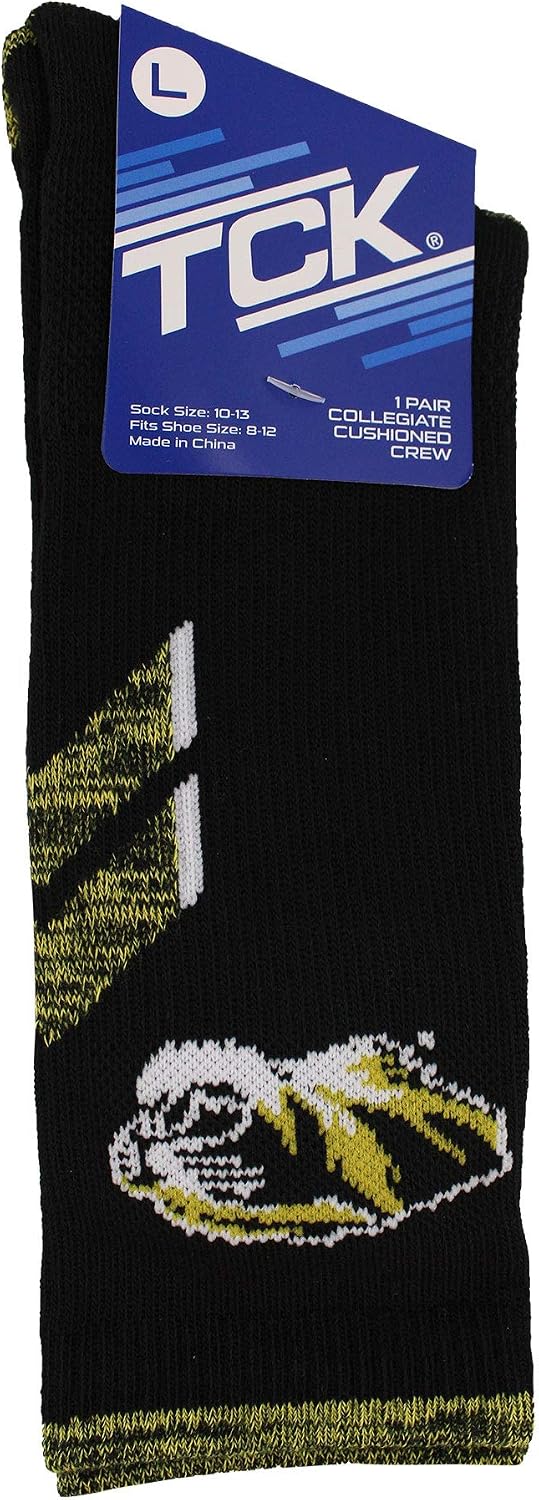 TCK Missouri Tigers Champion Crew Socks (Black/Gold, Large)