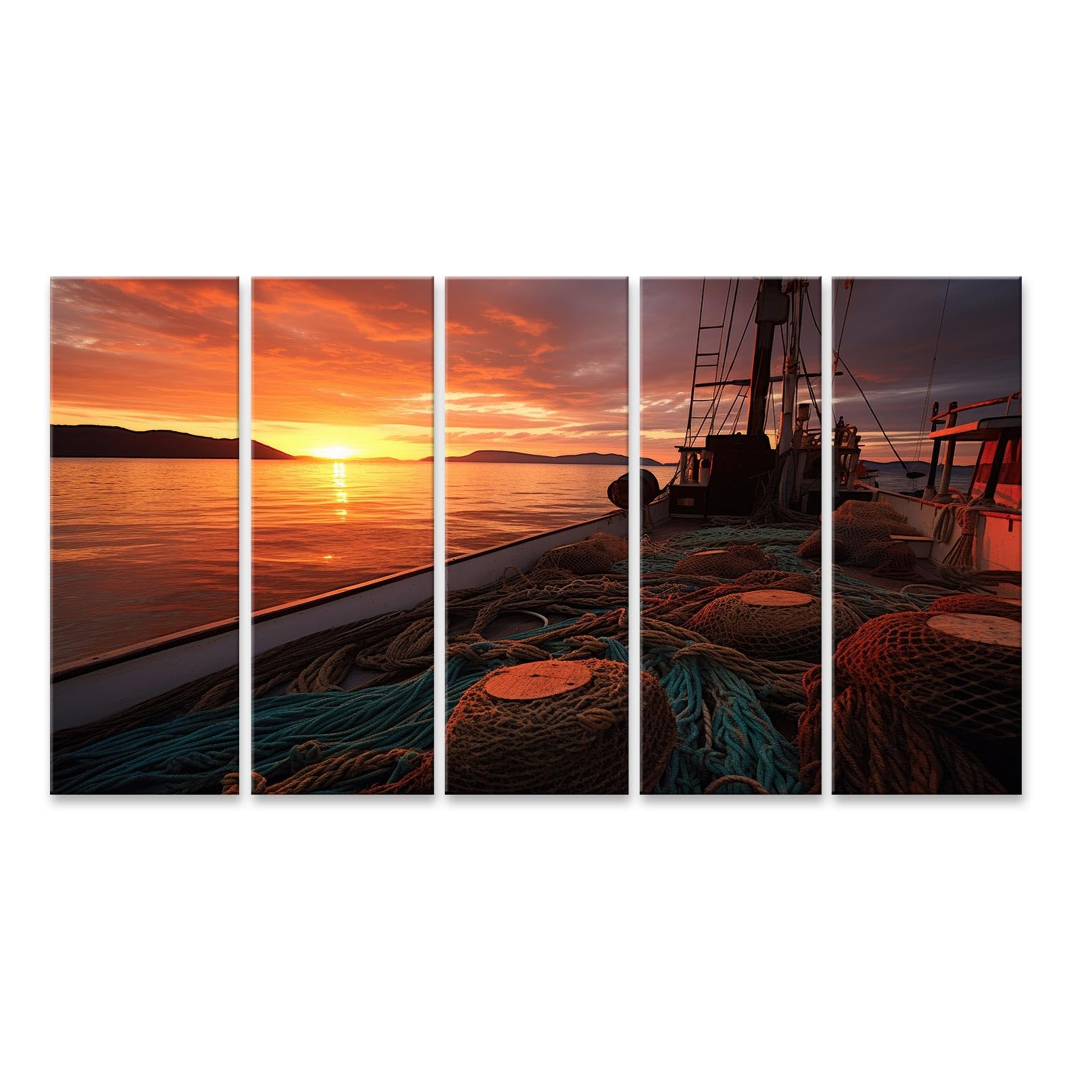 islandburner cuadro sobre lienzo redes de pesca vacías puesta de sol imágenes murales carteles