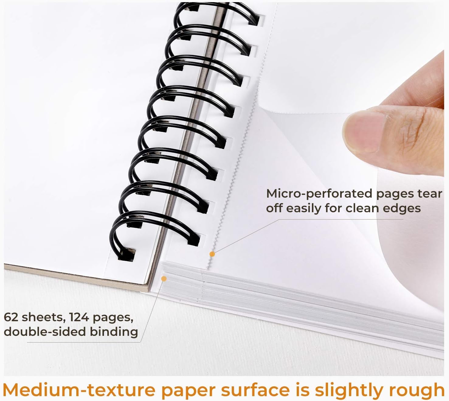 Ohuhu Mix Media Pad, 7" x 10" Mixed Media Art Sketchbook, 120 lb/200 GSM Heavyweight Papers, 62 Sheets/124 Pages, Spiral Bound Mixed Media Paper Pad for Acrylic, Painting Christmas Gift
