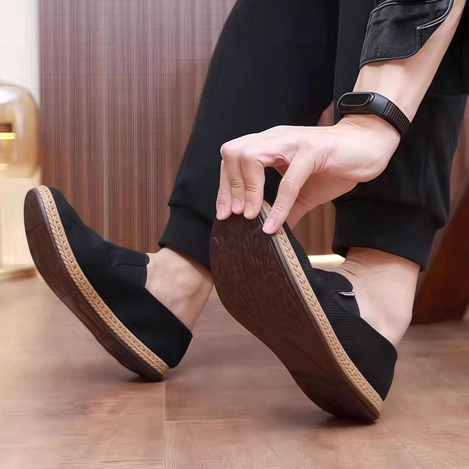 Men's Canvas Slip On Shoes Driver Loafers for Men Barefoot Leisure Fashion Easy to Put On and Take Off Wide Toe Box - Image 4