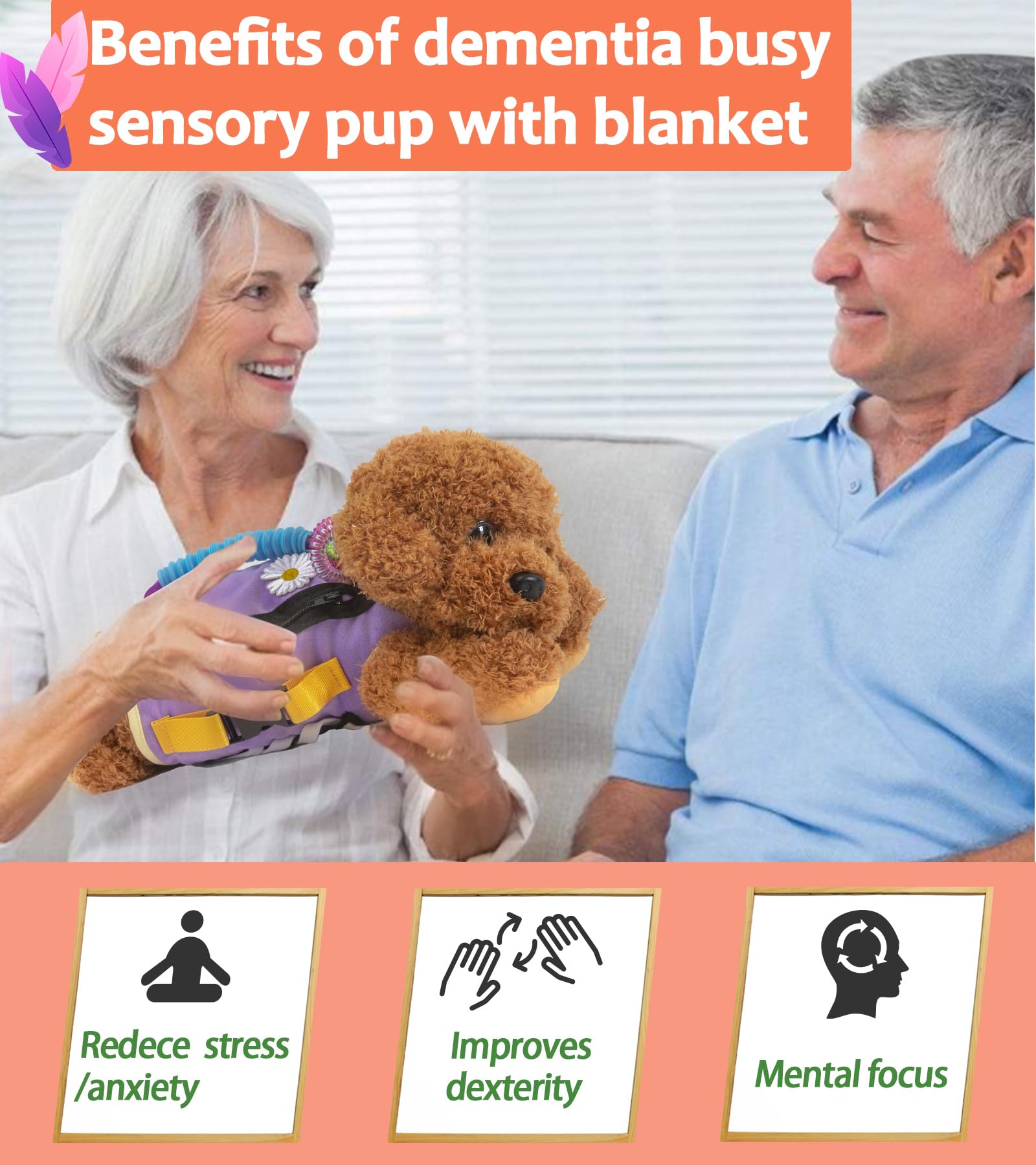Coperta sensoriale per cani con demenza, per alleviare l'Alzheimer, l'autismo e l'ansia, giocattolo terapeutico per il braccio, per anziani