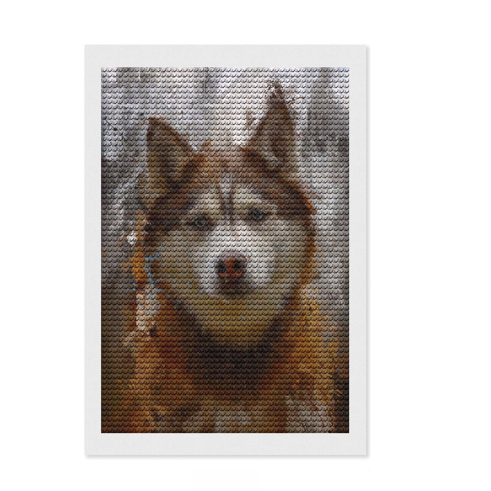 Junmoney Siberian Husky Painting DIY Diamond Art Canvas Kit 8"x12", Mindful Craft Activity, Calming Craft to Unwind, Vintage Style Decor