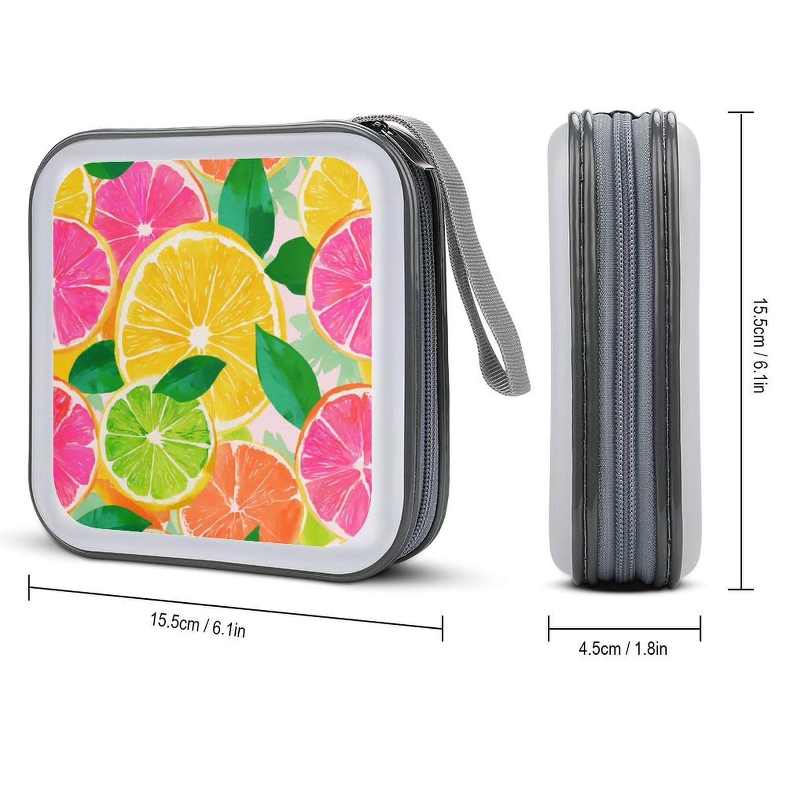 DuduYH Yellow Pink Green Citrus Slice CD Case DVD Storage Case Portable for Car Home Travel