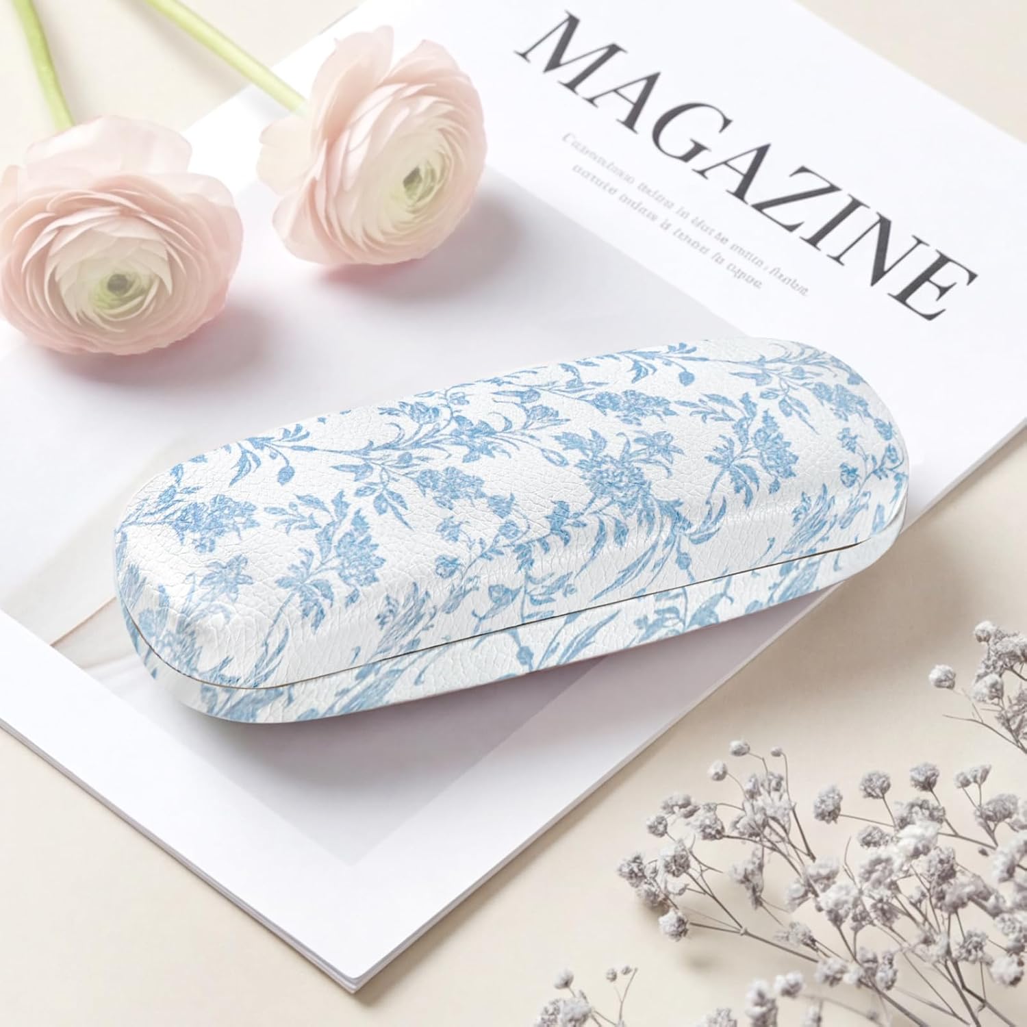 Glasses Case Hard Shell, Leather Protective Case for Sunglasses with Cleaning Cloth, Cute Eyeglass Cases for Women image 4