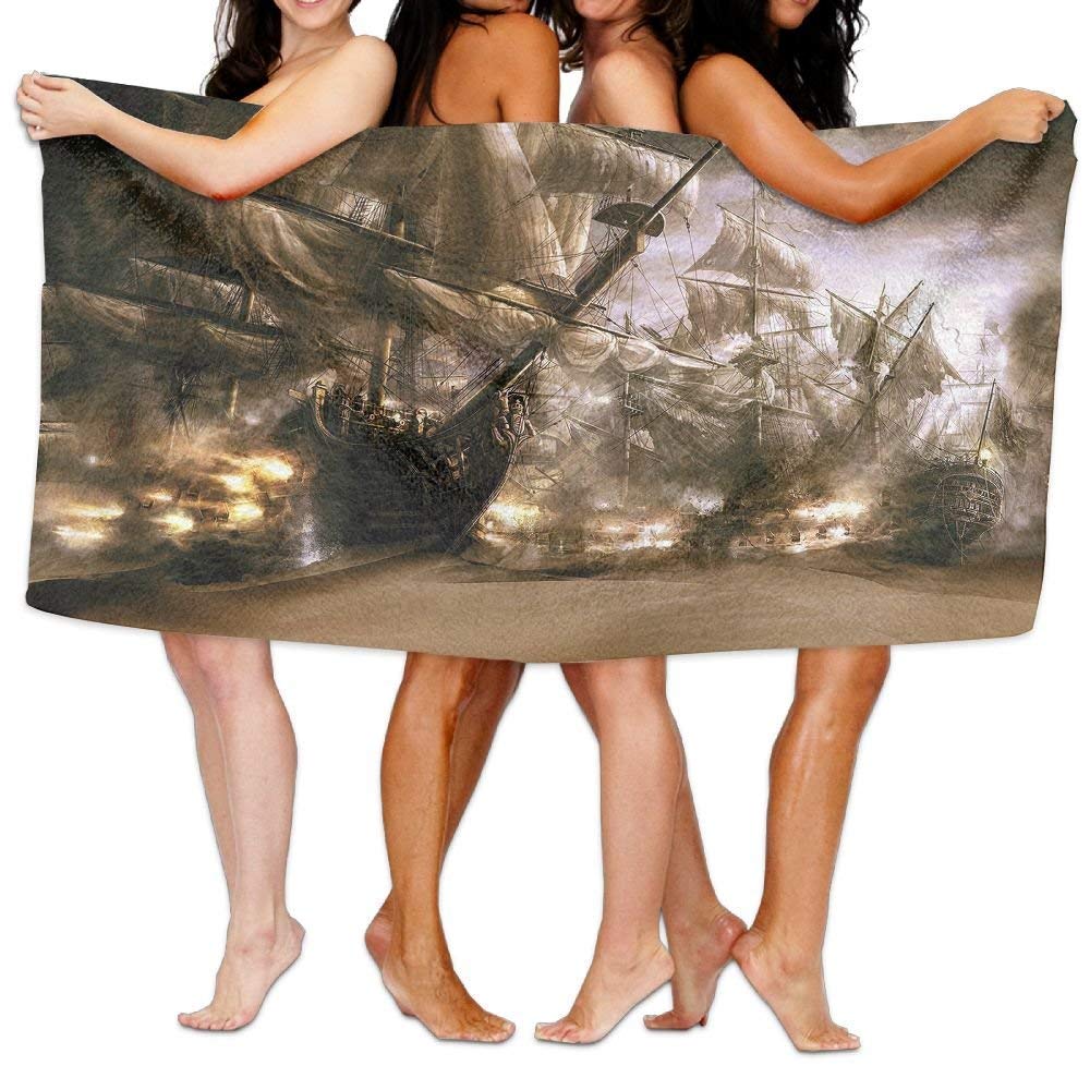 K_love89jufa 31x51インチ 高吸収性 バスタオル 船 幽霊 海賊 軽量 大型 バスタオル ビーチ ホーム スパ プール ジム 旅行 ユニ 水泳、ビーチ、キャンプ、ヨガ用