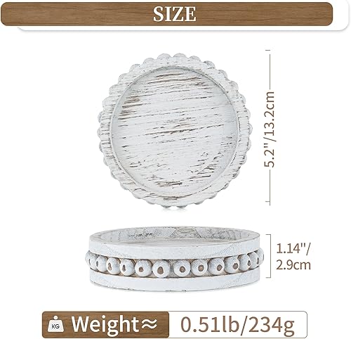 Miniatura 3 de Hanobe Portavelas para velas de pilar juego de 3 portavelas de madera rústica de granja, soporte de vela encalado para centros de mesa, chimenea,