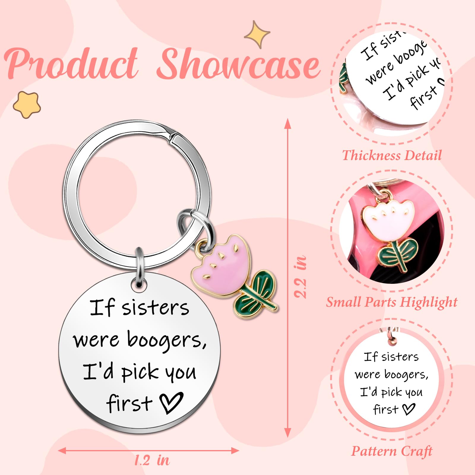 Birthday Gift for Sister Keychain Funny Keychains Birthday Gifts for Sister From Brother Funny Gifts for Sisters From Sister Mothers Day Graduation If Sister Were Boogers I'd Pick You First