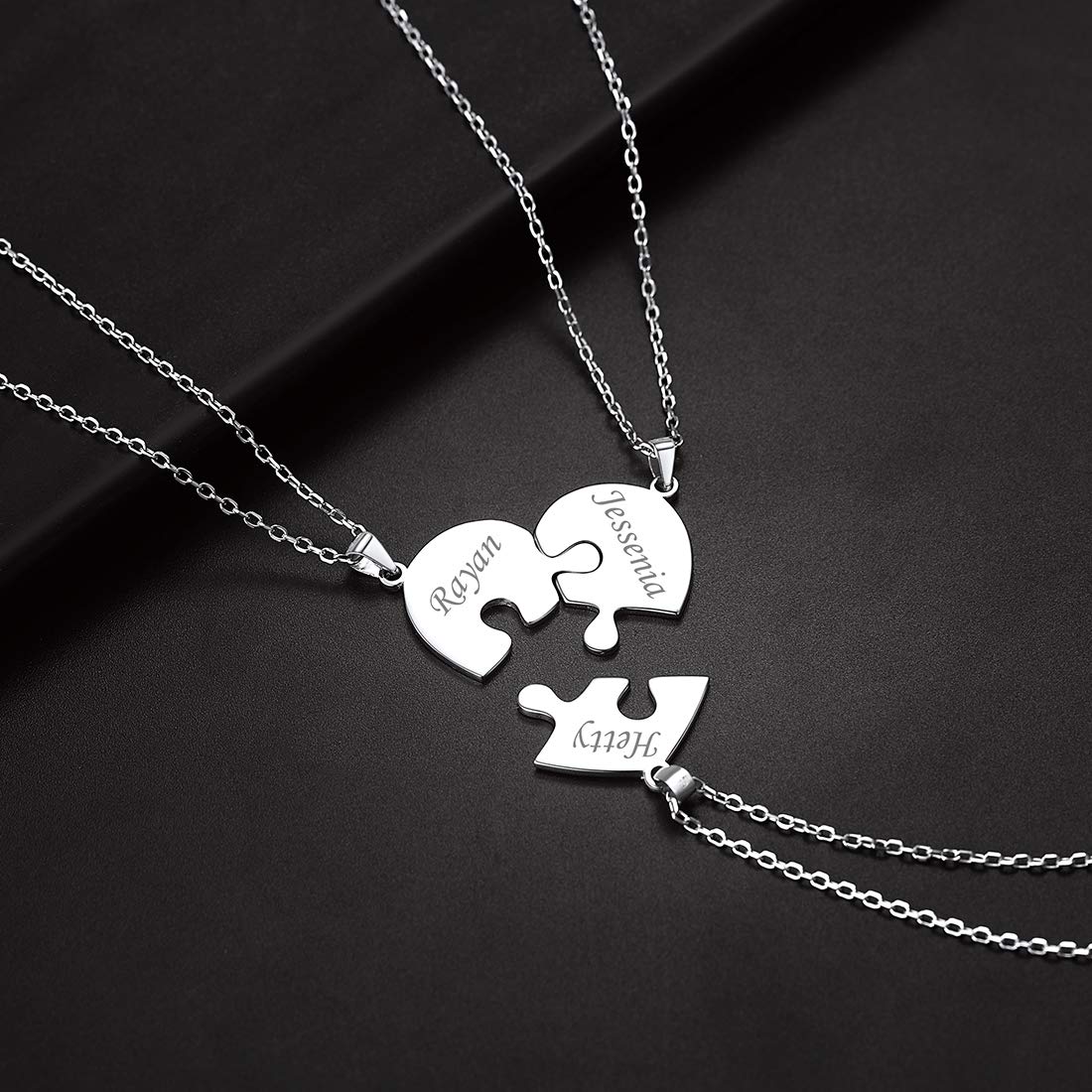 U7 2 3 4 5 6 PCS Collana Pendente Cindolo Puzzle Cuore Catena Regolabile 40 45 50 cm Acciaio Inossidabile/Placcato Oro 18K Gioiello per BBF Coppia Amici Famiglia Argento Nero Oro - Personalizzabile