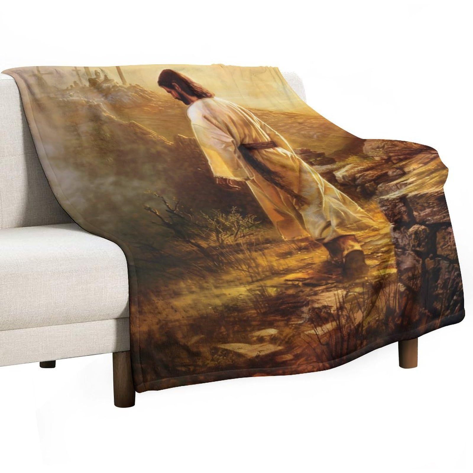 Yhgsreuoh White-Style Jesus Leaving The Tomb 02 Flannel Blankets Fleece Soft Throw Lightweight Plush Gifts For Couch, Bed, Cozy Sofa Plush, Chair, Lovers 130X175cm(50X70in)