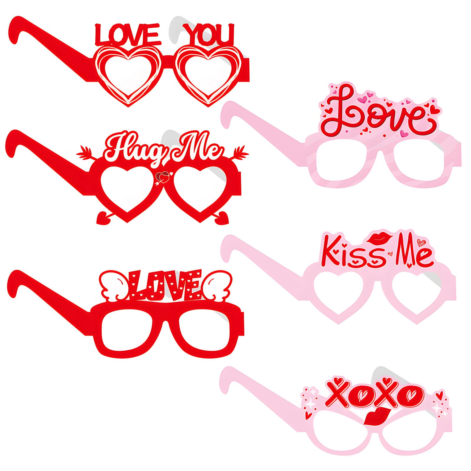 MICJLLT 6 Pcs Valentines Decorations Party Glasses,Heart Paper Eyewear