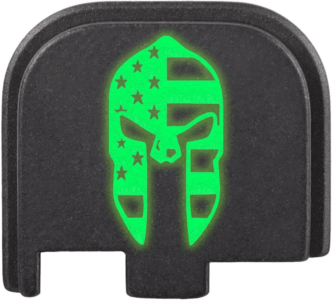 NDZ Performance Glow in The Dark Slide Cover Back Plate for Glock Gen 1–5 & 43, 43X, 48 – Anodized Aluminum with Engraved Fill, Multiple Designs & Colors