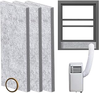 Fensterdichtungssatz – 42 Cm Seitliche Isolierte Schaumstoffplatte | Tragbares Universal-Fensterset Für Mobile Klimaanlage | 400 Cm Langer Selbstklebender Reißverschluss, AC-Entlüftung Sorgt Für Zuver