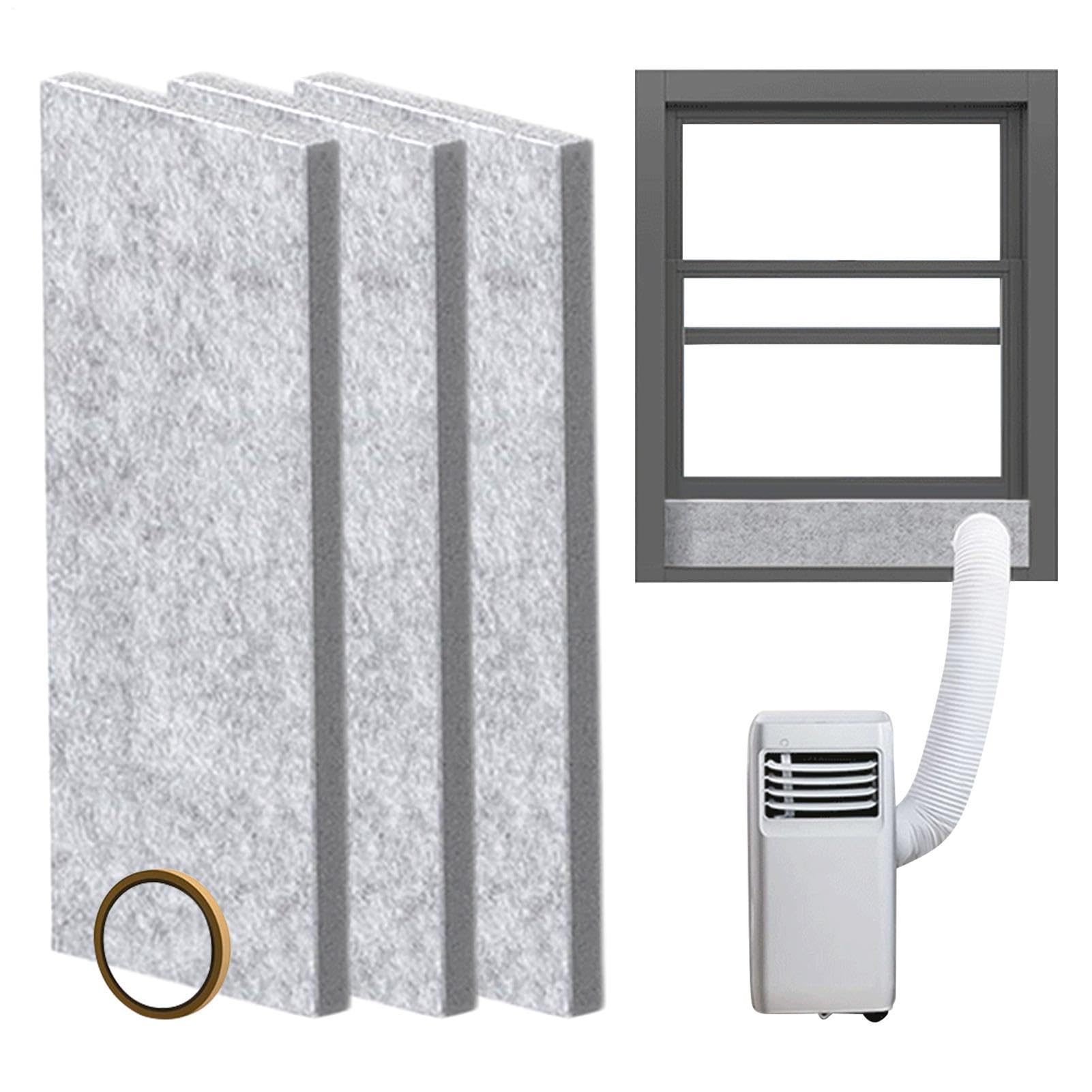 Juego de juntas de ventana – Placa de espuma aislante lateral de 42 cm | Kit de ventana universal portátil para aire acondicionado móvil | Cremallera autoadhesiva de 400 cm de largo, ventilación de CA
