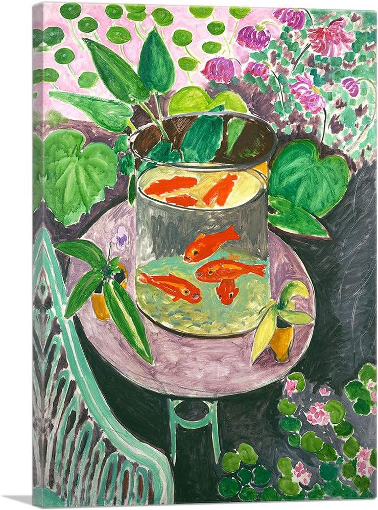 ARTCANVAS Goldfish 1911 Canvas Art Print Stretched Framed Painting Picture Poster Giclee Wall Decor by Henri Matisse - 12" x 8" (0.75" Deep)