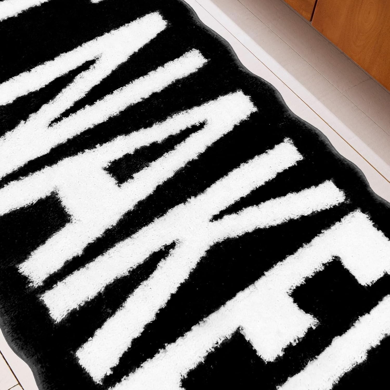 Get Naked Bath Mat Long Bathroom Rug - Super Soft Funny Bath Mat Non Slip Black and White Rugs, Water Absorbent Runner Rugs for Sink Bathtub and Shower Black 24" x 59"