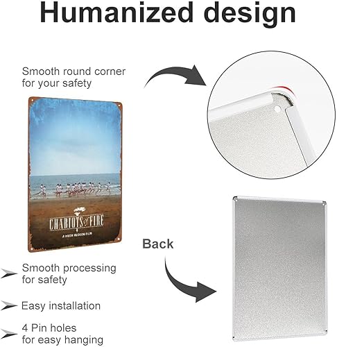 Miniatura 3 de Cartel de metal de la película de Carros de fuego, letrero de metal para decoración de pared, decoración de arte retro, placa de metal de 8 x 12