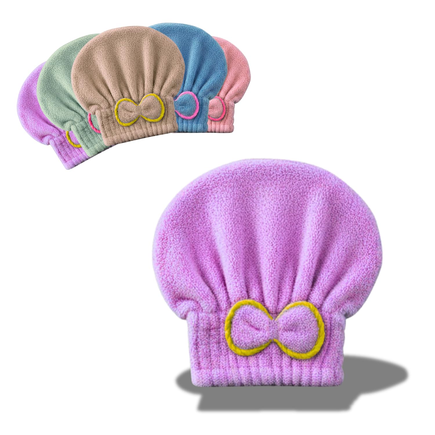 Stock Líder Microfiber Hair Towel, Hair Drying Towel, Dry, Fast, Absorbent, Wet Hair, Lightweight, Soft, Turban, Hair, Anti-Frizz, Adjustable, Multifunctional (Purple)