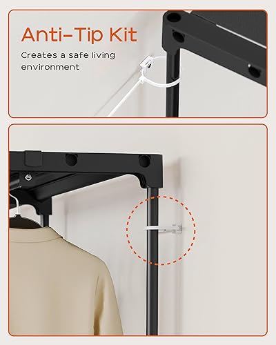 Miniatura 7 de Perchero portátil, armario portátil, armario de gran capacidad de 81.1 pulgadas, organizador de almacenamiento de ropa con estantes y 3 varillas