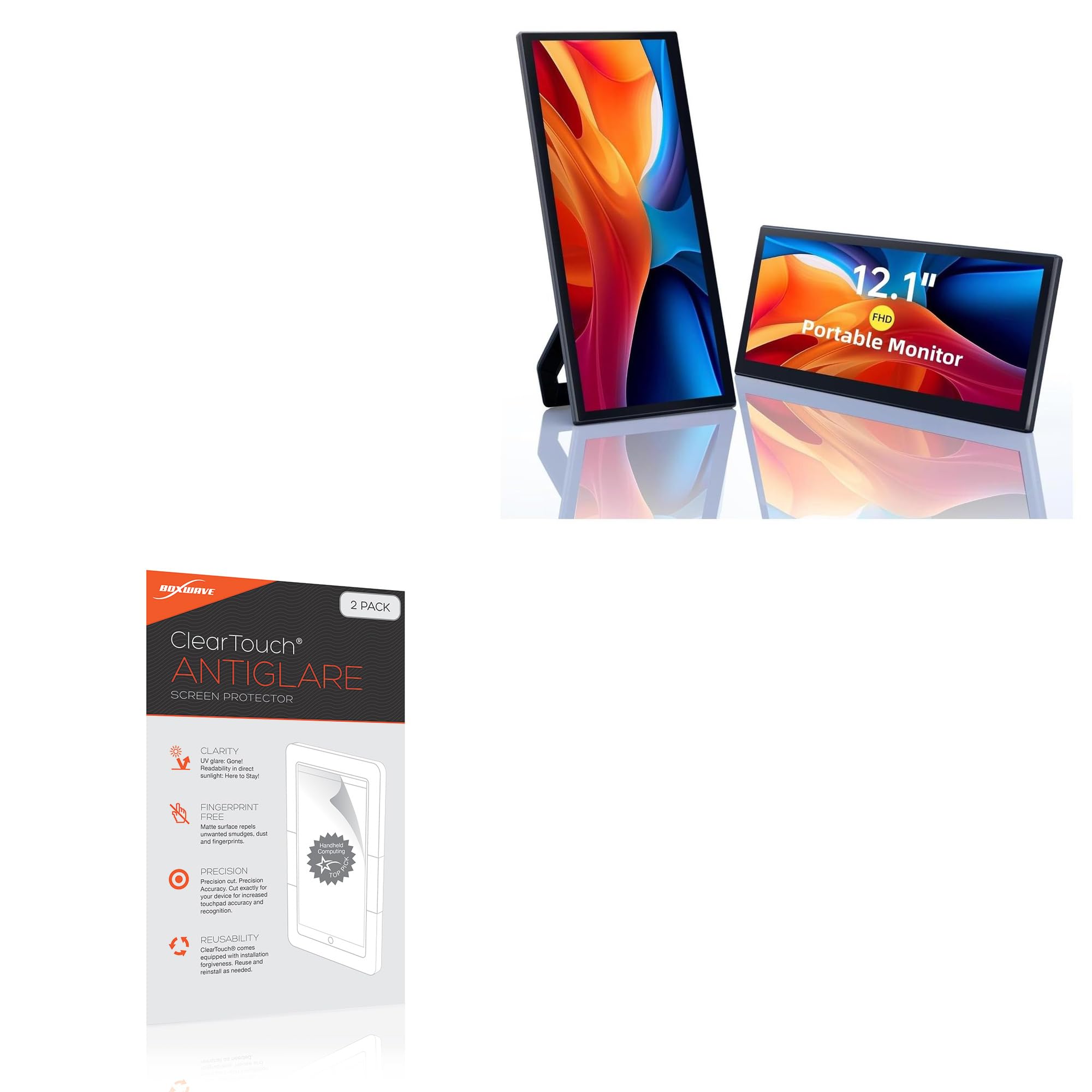 BoxWave Screen Protector Compatible with LivElect Portable Monitor Touchscreen (12.1 in) - ClearTouch Anti-Glare (2-Pack), Anti-Fingerprint Matte Film Skin