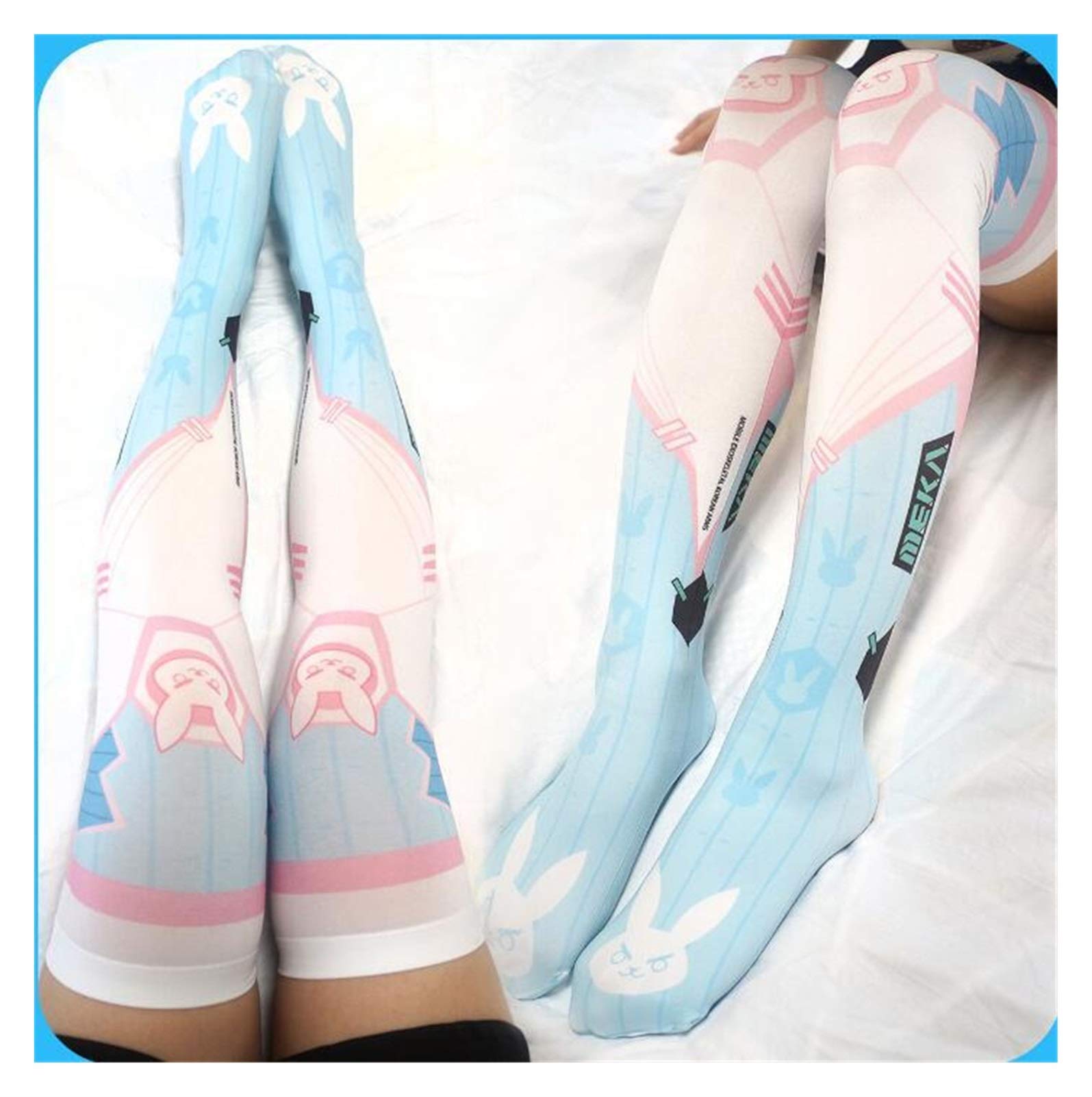 Chaussettes bleues stripes Lolita parfaites pour vos salons de cosplay et conventions anime