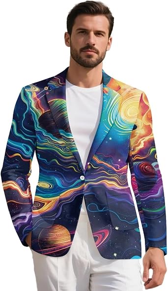 Mens Casual Blazer Lined One Button Notched Lapel Lightweight Business Suit Jacket Sport Coat Plus Size Blazer
