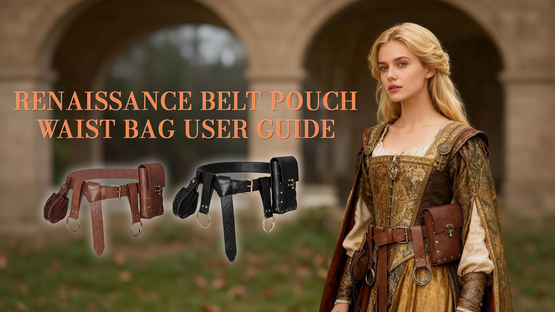 Renaissance Waist Belt Pouch Accessories Medieval Festival Viking Pirate Leather Leather Medieval Belt Pouch: Renaissance Faire Viking  main image 2
