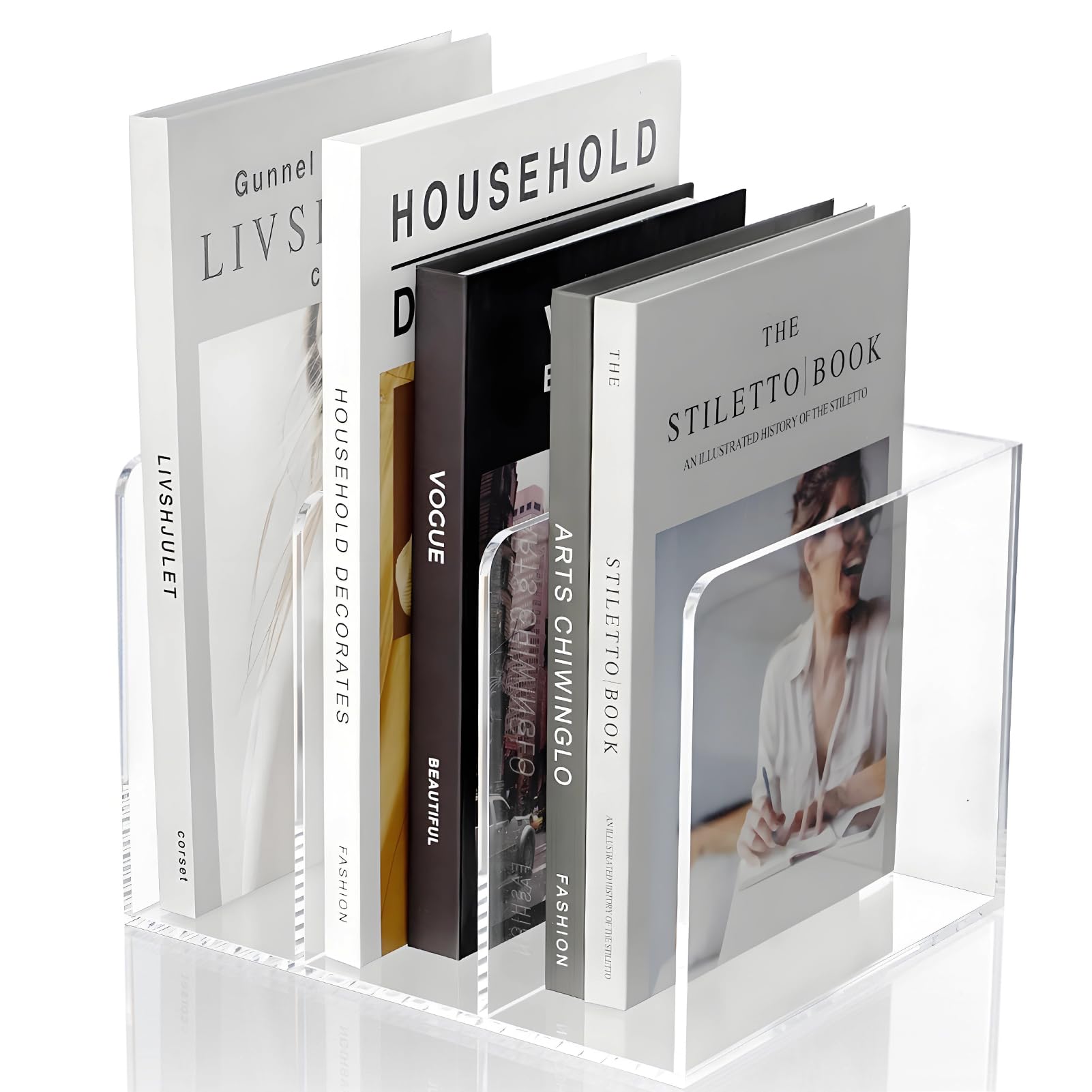 KOEMEHR Acrylic Magazine File Holder with 3 Vertical Compartments