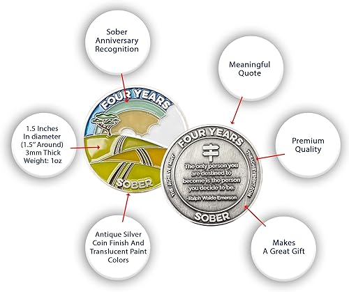 Miniatura 102 de The Achieve Mint Ficha sobria de 13 meses Chip sobrio de trece meses Regalo no AA, medallones no religiosos para hombres y mujeres que celebran