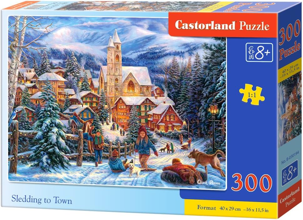 Castorland B030194 Premium Sledding in Town Jigsaw Puzzle, 300 Pieces