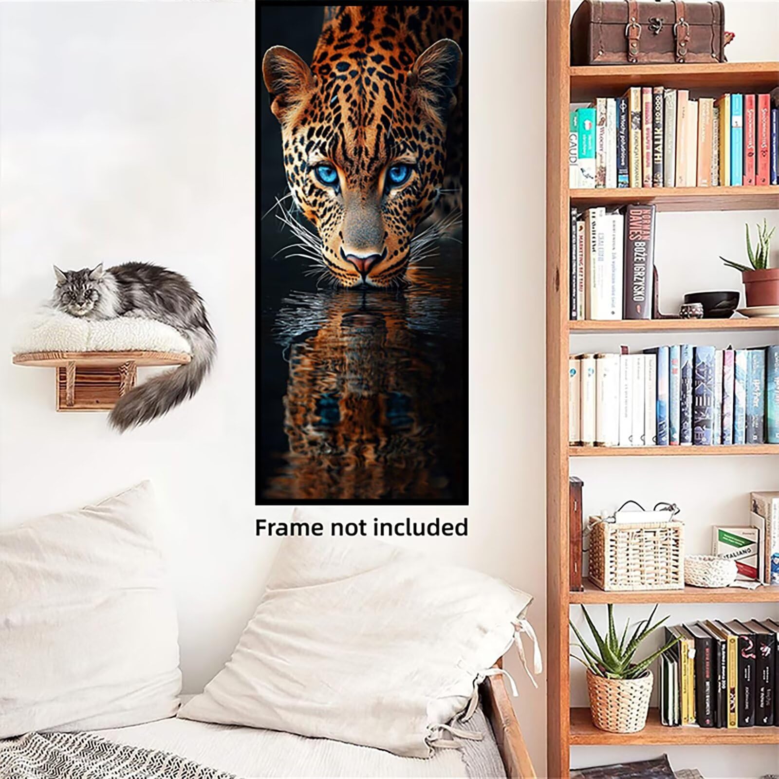 Malen Nach Zahlen 50x150cm Leinwand Leopard Malen Nach Zahlen Erwachsene mit Ohne Rahmen, DIY Kreativ Set für Erwachsene mit Pinseln und Acrylfarbe, Zimmer Deko Tiere 3 Landschaft Geschenk, P0M-824