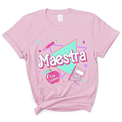 Personalized Maestra Shirt - Custom Name Grade Pink 80s 90s