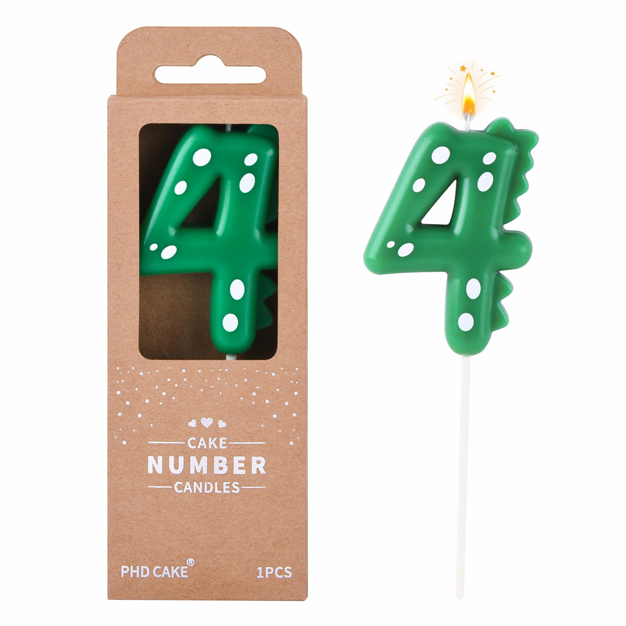 PHD CAKE 7,9 cm grüner Dinosaurier 4 Zahlen Geburtstagskerzen Dinosaurier Zahl Kerzen Kuchen Zahl Kerzen Party Feier