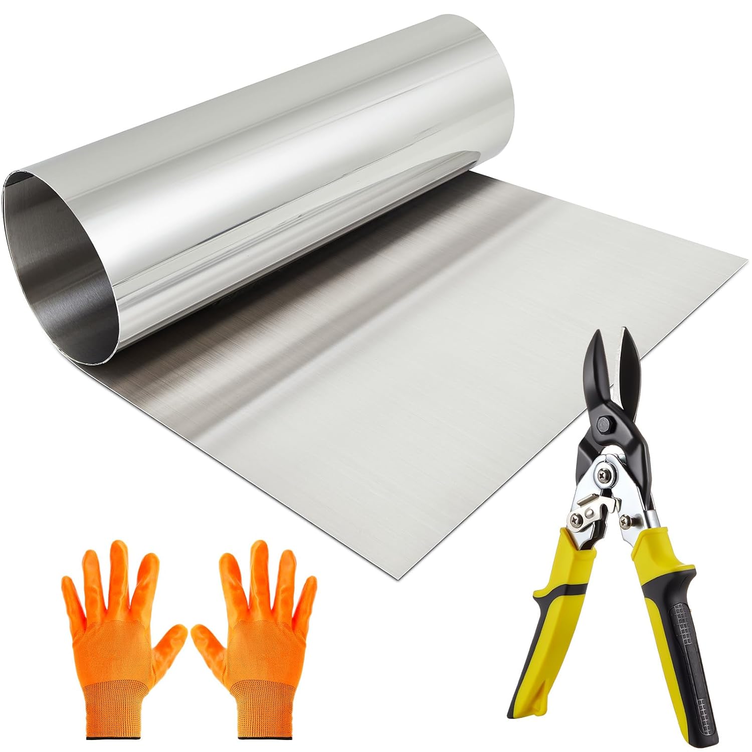 430 Stainless Steel Sheets Metal Set 96 x 48 Inches 24ga Plates Panel #4 Brushed Finish Magnetic Mount Board Includes Steel Plate Plier and Gloves for Crafting Kitchen Office Stove Top Truck Floor