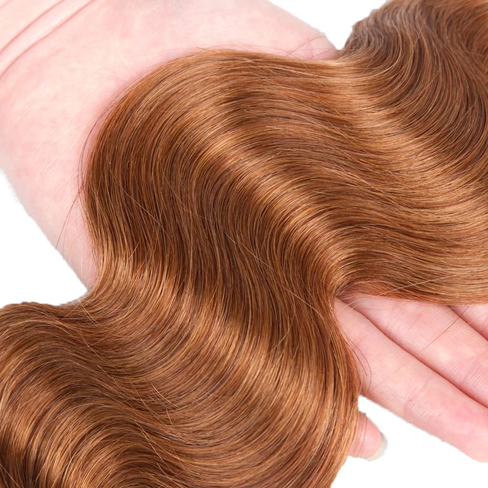 28 30 32 inch Light Brown Bundles Human Hair 30 Body Wave Bundles Peruvian Grade 8A Virgin Hair 3 Bundle 30 Light Brown Body Wave Bundle 300g