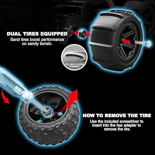 Miniatura 7 de Autos RC para adultos y niños, 114 Desert 4WD Off-Road RC Truck de alta velocidad 24.9 mih, auto de control remoto 4x4 con 2 baterías recargables de