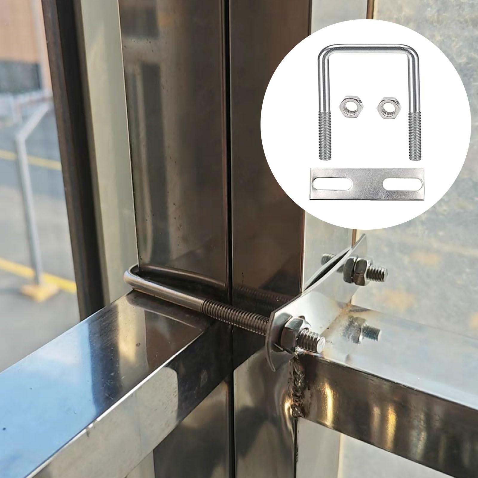 Pack Of 5 U Bracket With Thread M8 70 X 110 Mm, M8 Square U Bracket Roof Box Attachment Stainless Steel U Bolt Screws With 10 Nuts And 5 Counter Plate For - View #2